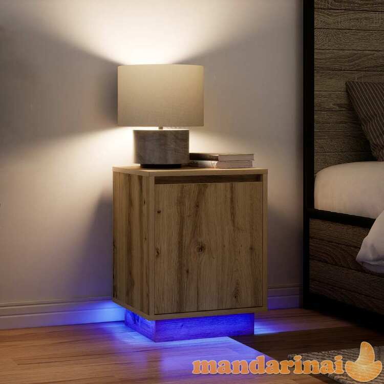 Spintelės prie lovos su led lemputėmis 2 vnt artisan oak