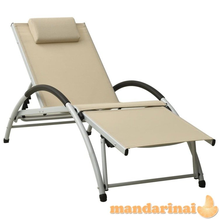 310530  sun lounger with pillow textilene cream