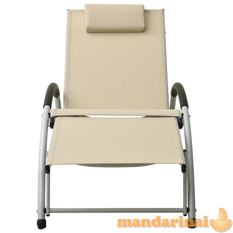 310530  sun lounger with pillow textilene cream