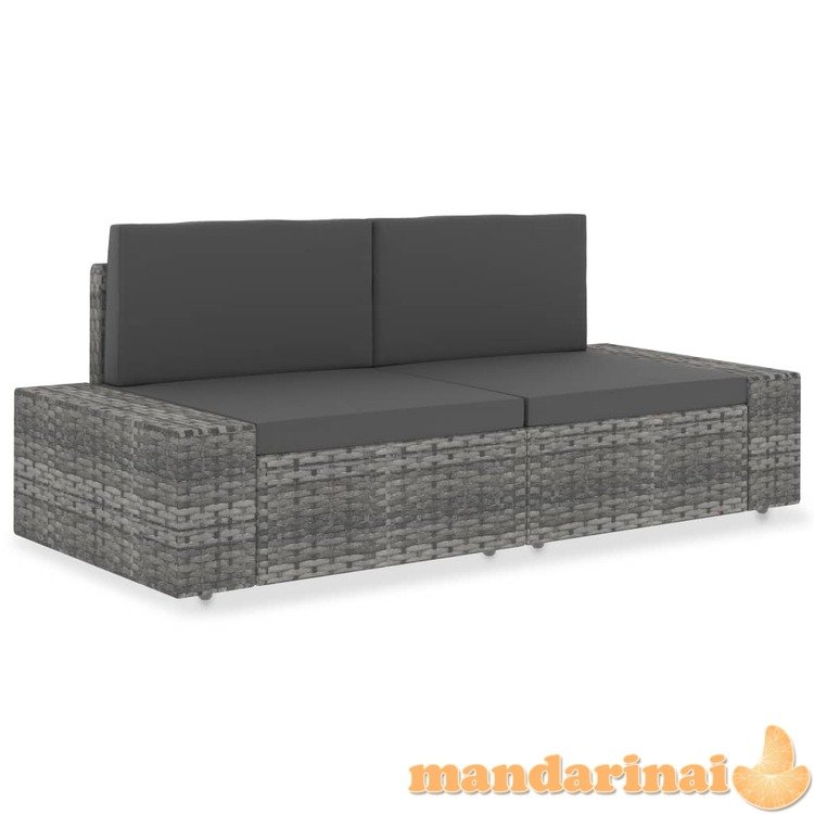 Modulinė dvivietė sofa, pilkos spalvos, poliratanas