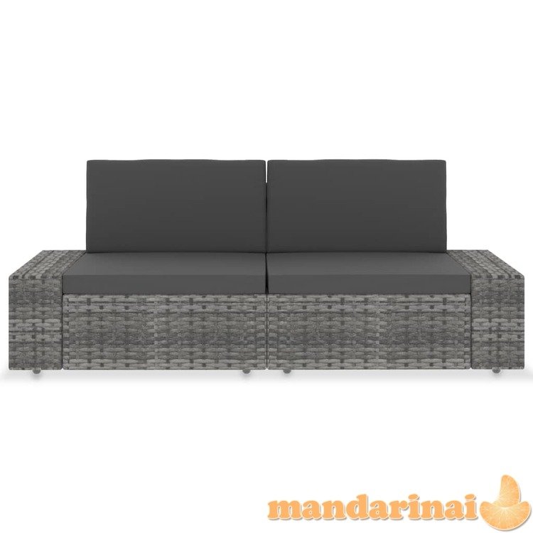 Modulinė dvivietė sofa, pilkos spalvos, poliratanas