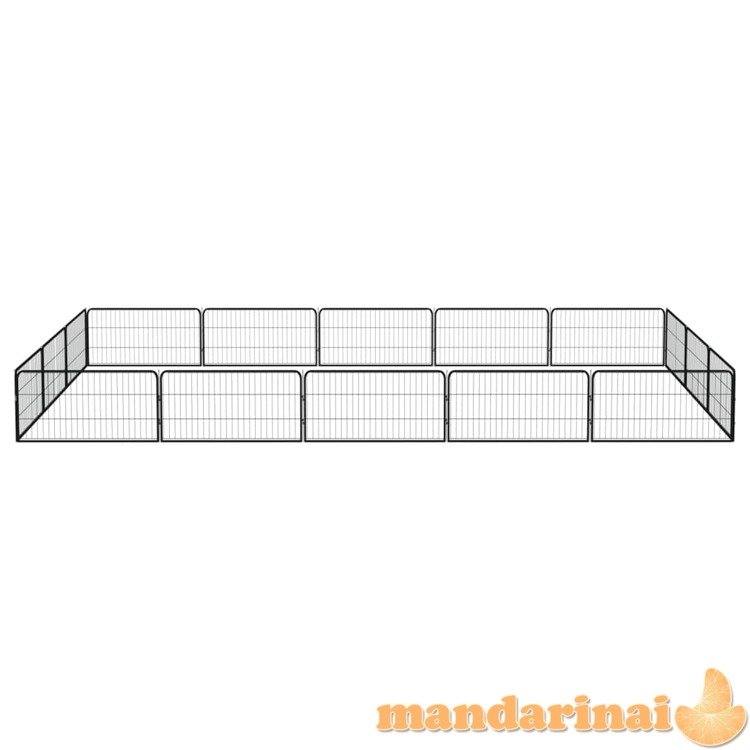 Šunų aptvaras, 16 segmentų, juodas, 100x50cm, plienas