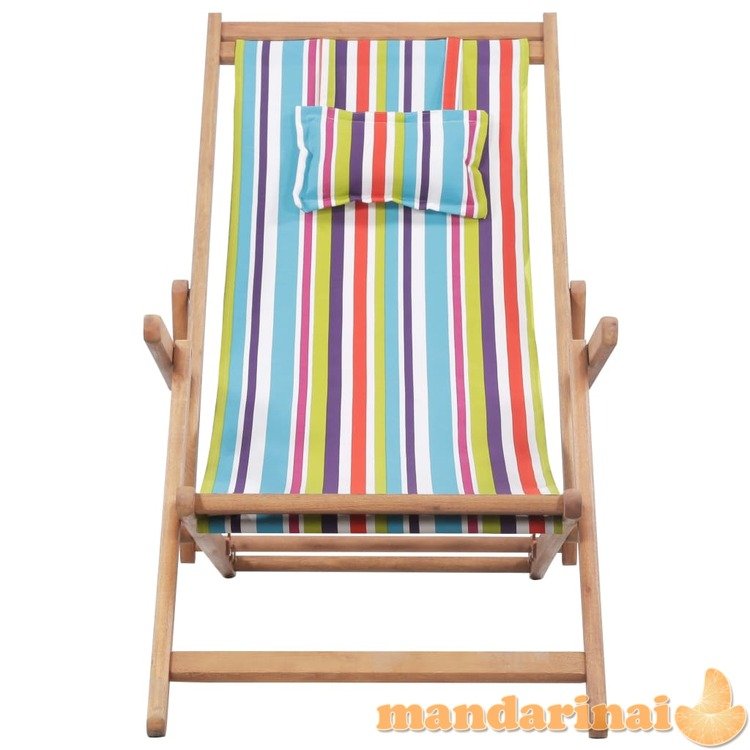 Sulankstoma paplūdimio kėdė, audinys ir medinis rėmas, įv. sp.