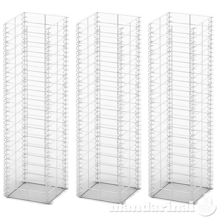 Gabionų rinkinys, 3 vnt., cinkuota viela, 25 x 25 x 100 cm