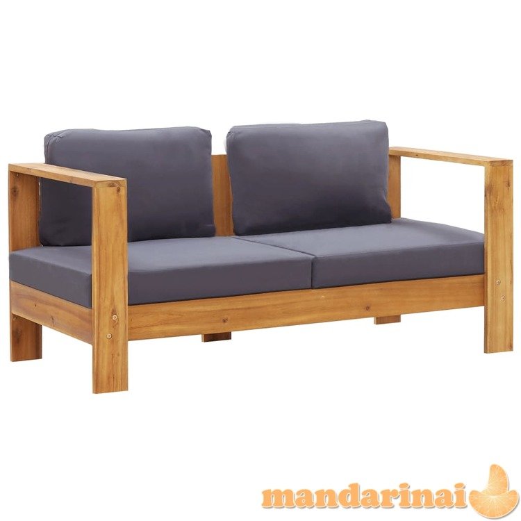 Sodo sofa-suoliukas su pagalvėmis, 140cm, pilka, akacija