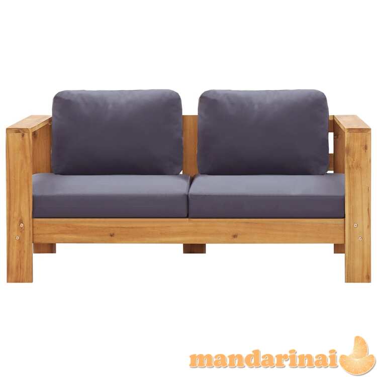 Sodo sofa-suoliukas su pagalvėmis, 140cm, pilka, akacija