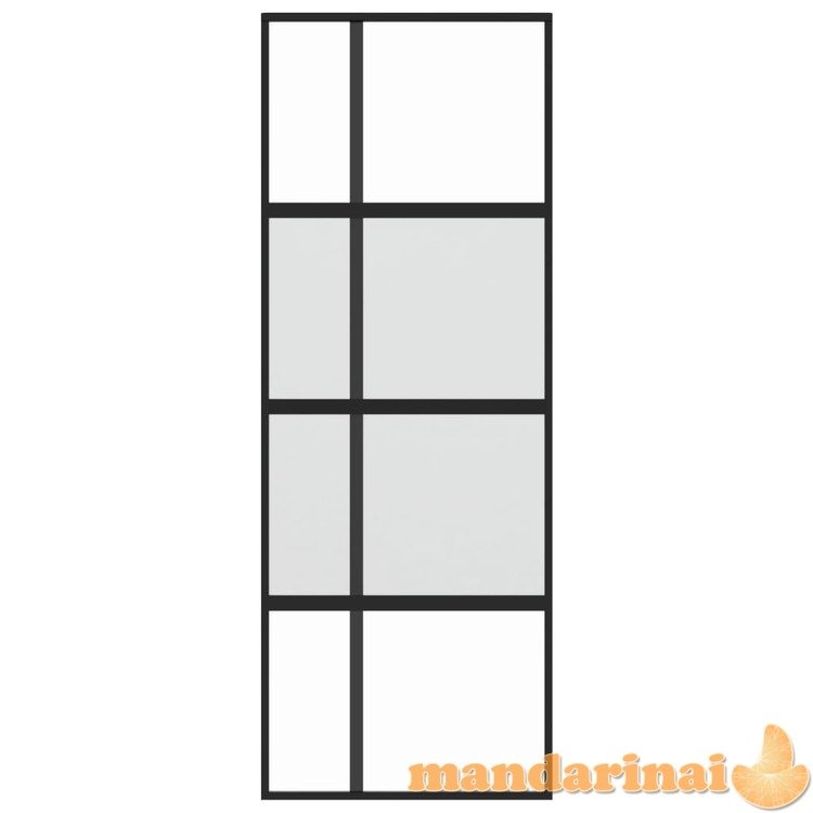 Stumdomos durys, juodos, 76x205cm, grūdintas stiklas/aliuminis