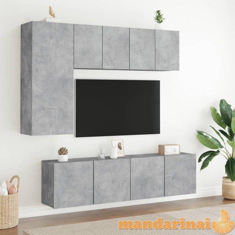 Prie sienos montuojamos tv spintelės, 2vnt., betono, 60x30x41cm