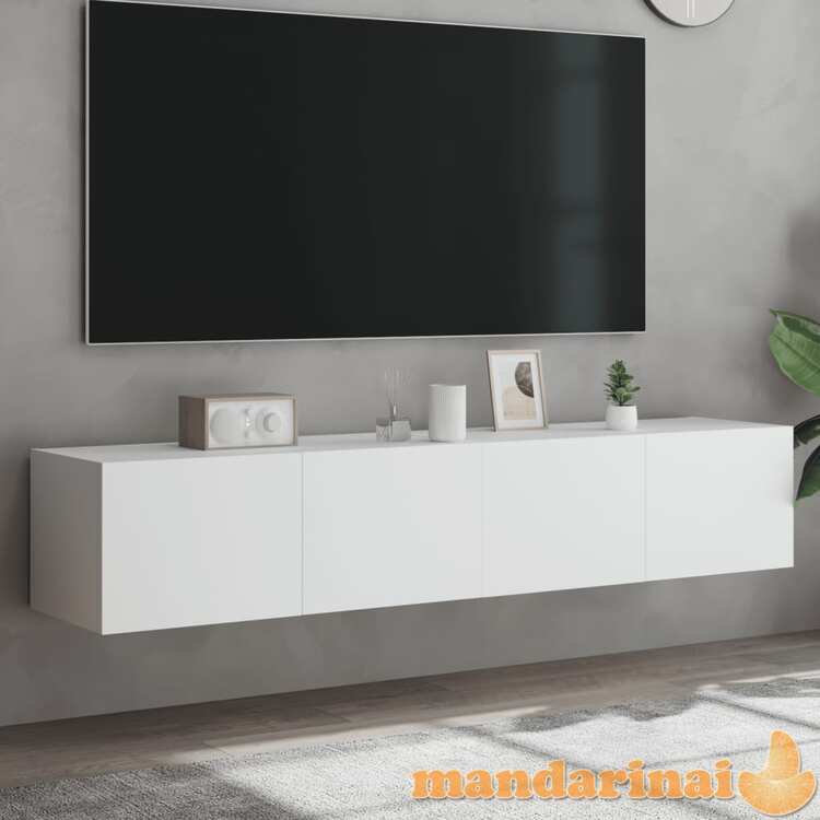 Sieninės tv spintelės su led, 2vnt., baltos, 80x35x31cm