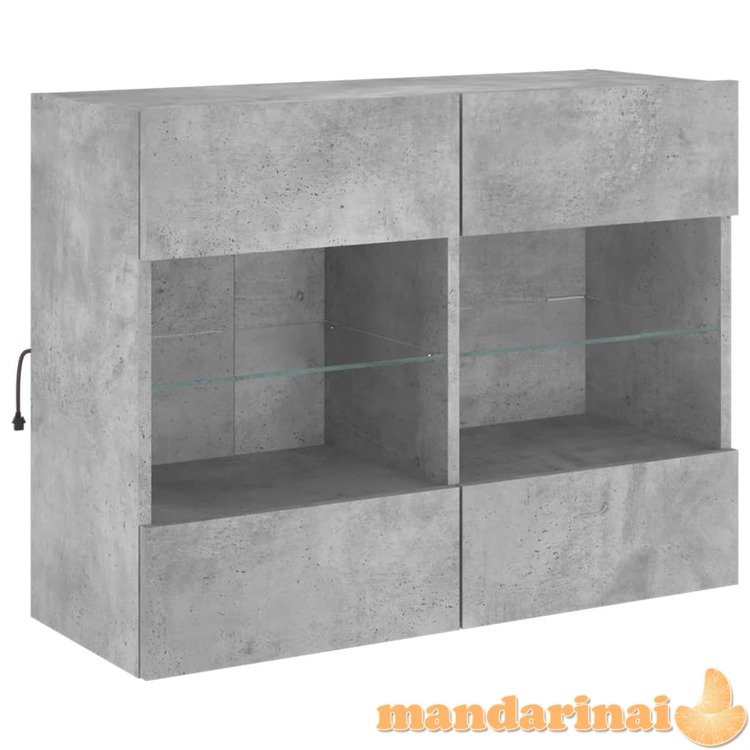 Sieninė tv spintelė su led lemputėmis, betono, 78,5x30x60,5cm