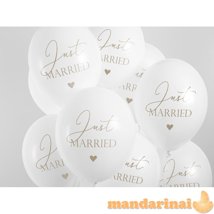 Balloons 30cm, Just Married, Pastel Pure White (1 pkt / 50 pc.)