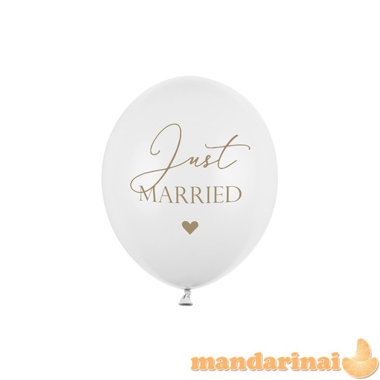 Balloons 30cm, Just Married, Pastel Pure White (1 pkt / 50 pc.)