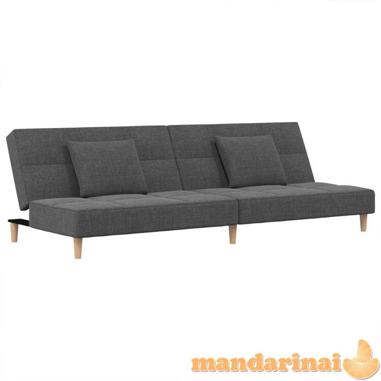 Dvivietė sofa-lova su dvejomis pagalvėmis, pilka, audinys