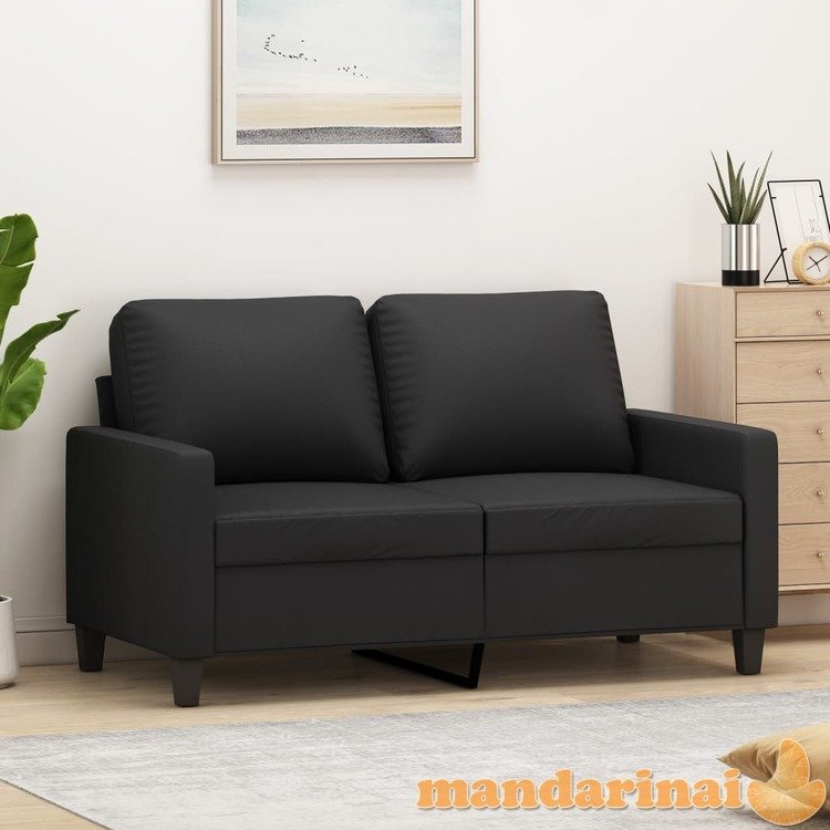 Dvivietė sofa, juodos spalvos, 120cm, dirbtinė oda