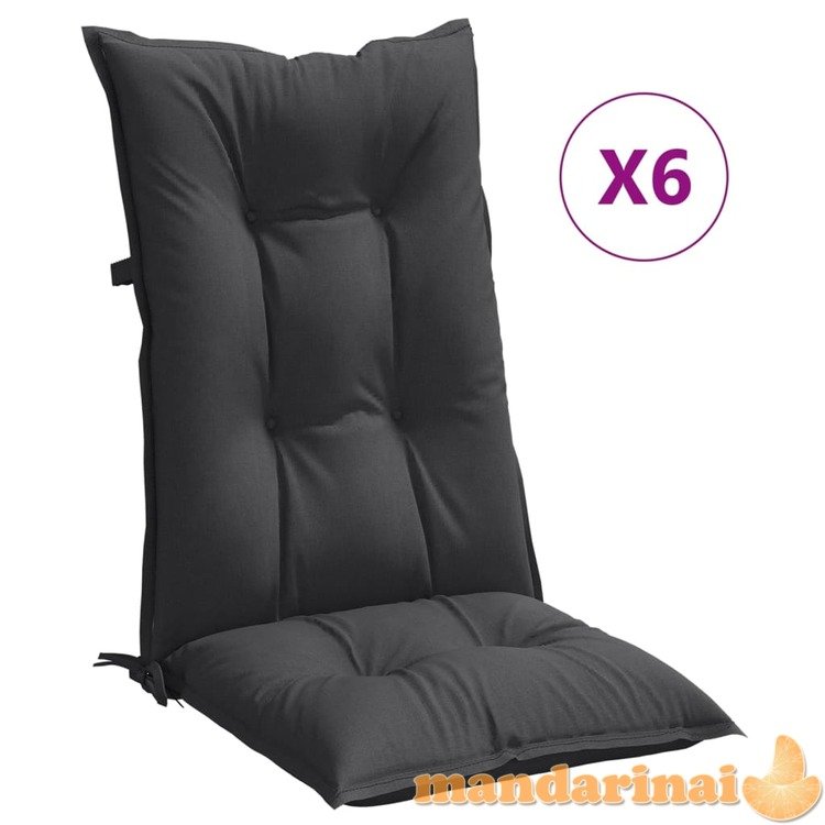 Kėdės pagalvėlės, 6vnt., antracito, 120x50x7cm, audinys