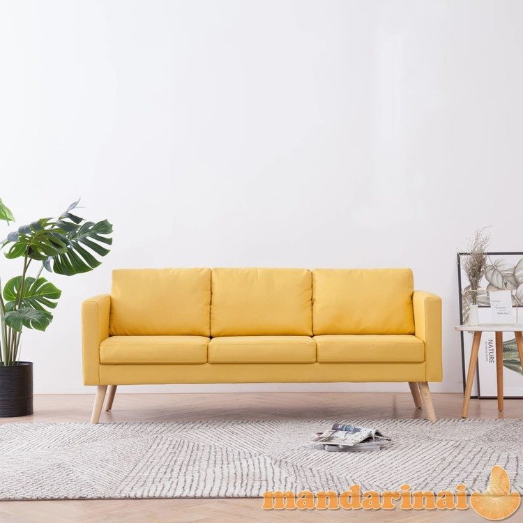 Trivietė sofa, geltona, audinys