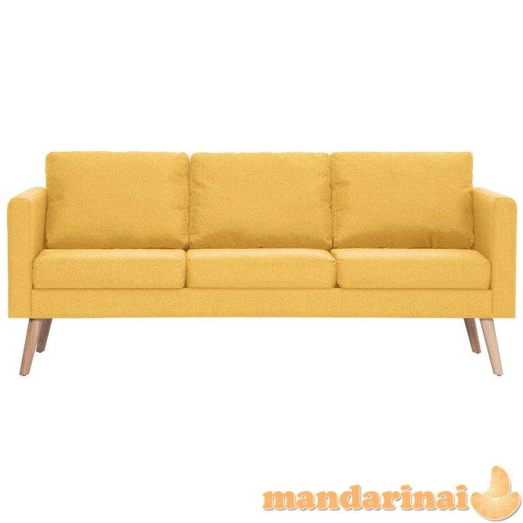 Trivietė sofa, geltona, audinys