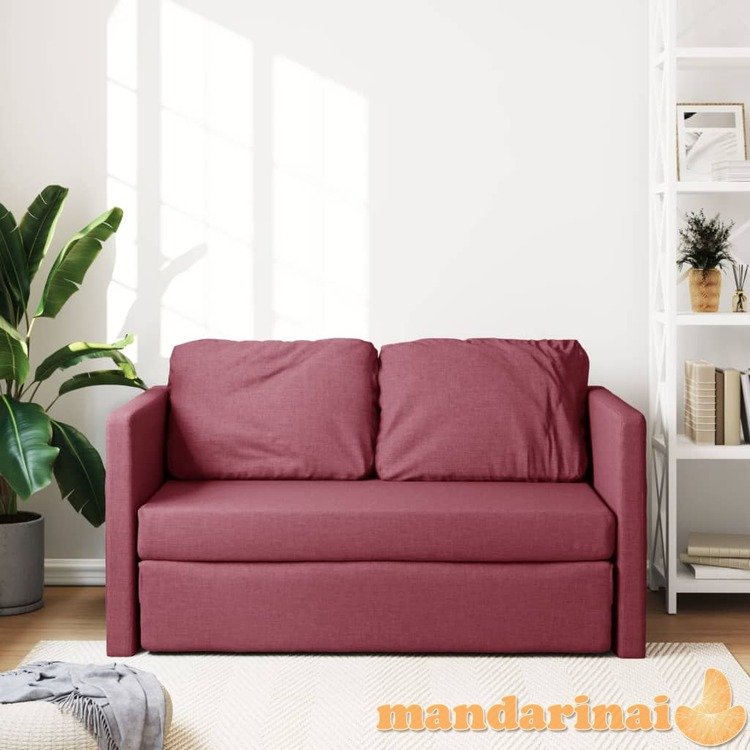 Grindų sofa-lova, 2-1, raudonojo vyno, 112x174x55cm, audinys