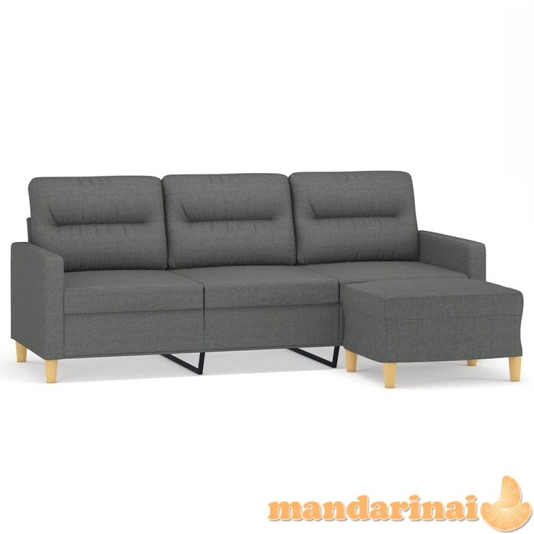 Trivietė sofa su pakoja, tamsiai pilkos spalvos, 180cm, audinys