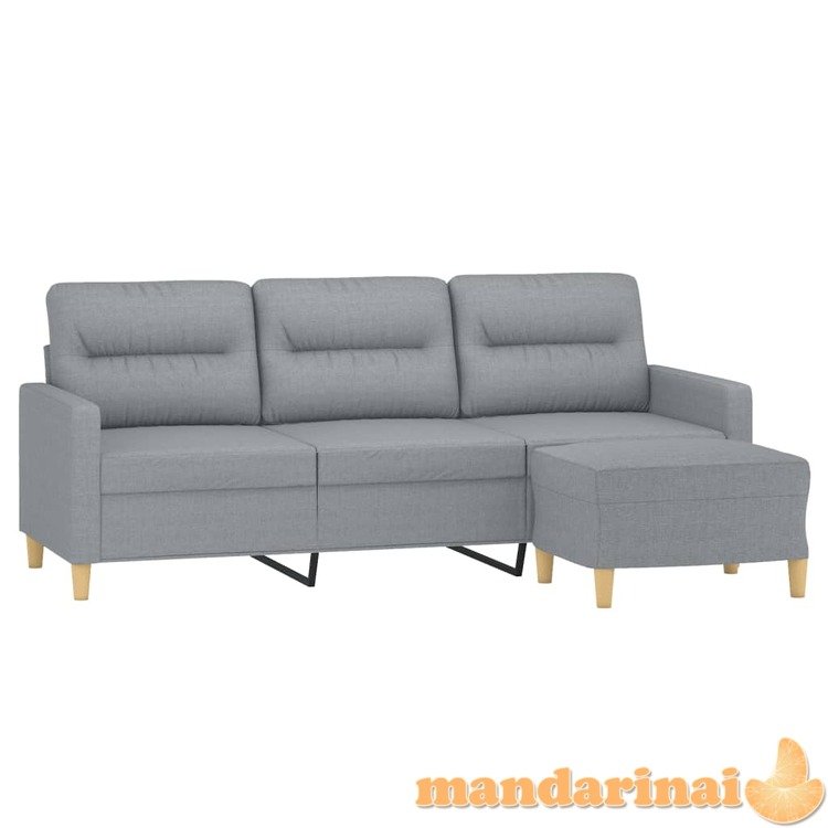 Trivietė sofa su pakoja, šviesiai pilka, 180cm, audinys