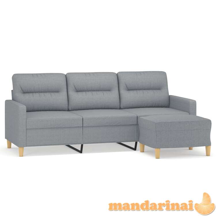 Trivietė sofa su pakoja, šviesiai pilka, 180cm, audinys