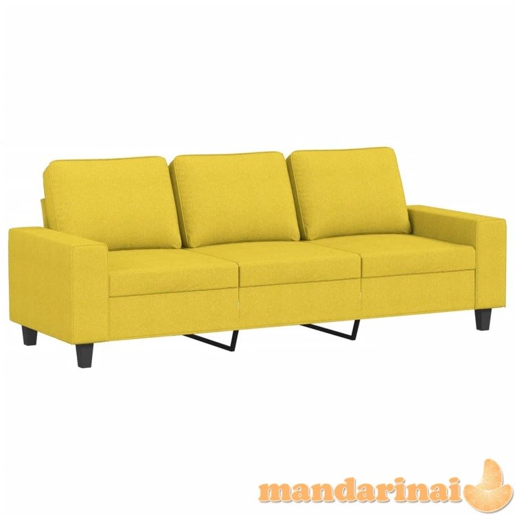 Trivietė sofa su pakoja, šviesiai geltona, 180cm, audinys