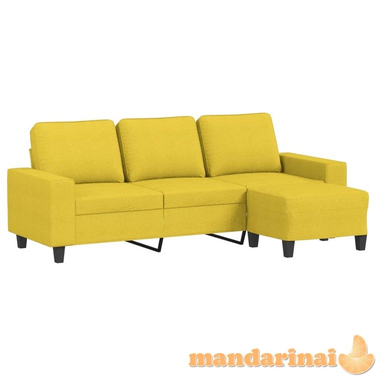 Trivietė sofa su pakoja, šviesiai geltona, 180cm, audinys