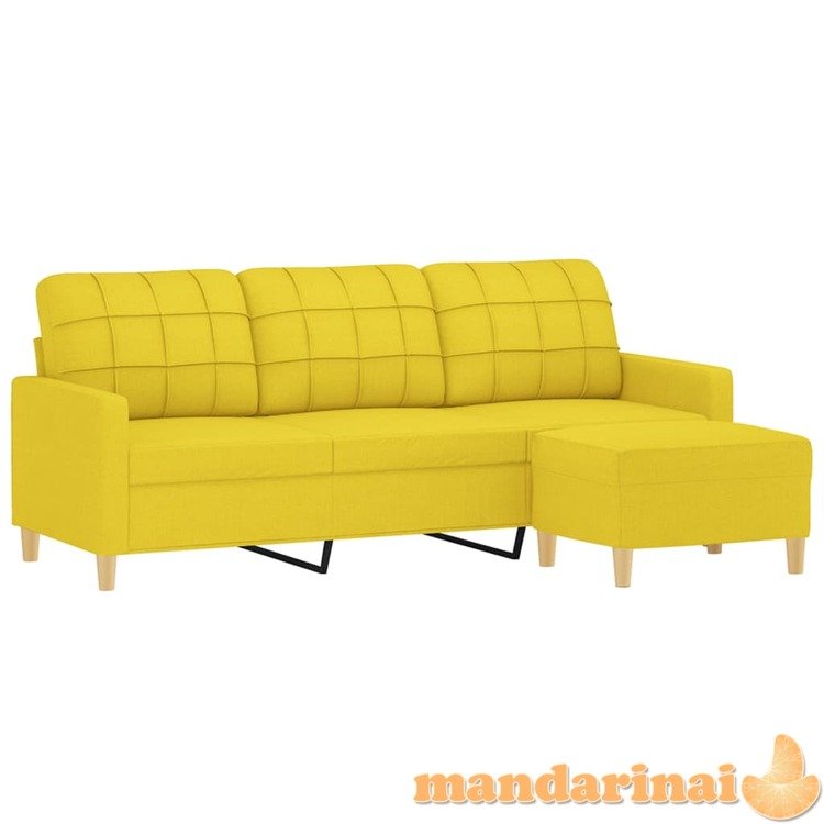 Trivietė sofa su pakoja, šviesiai geltona, 180cm, audinys