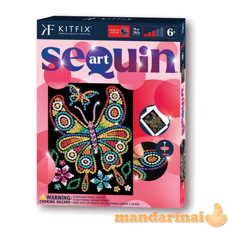 KITFIX DIY „Sequin Art“ raudonasis rinkinys „Gintarinis drugelis“