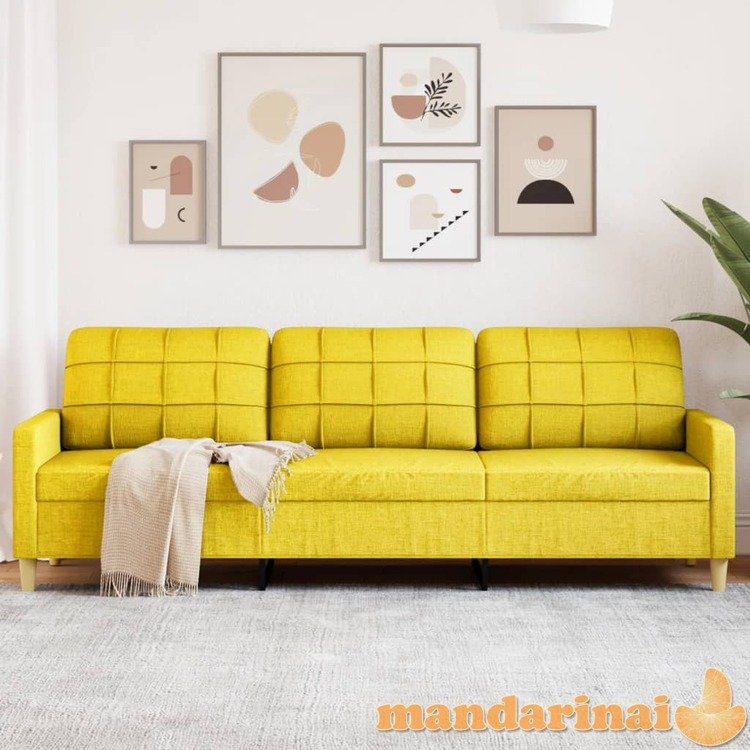 Trivietė sofa, šviesiai geltonos spalvos, 180cm, audinys