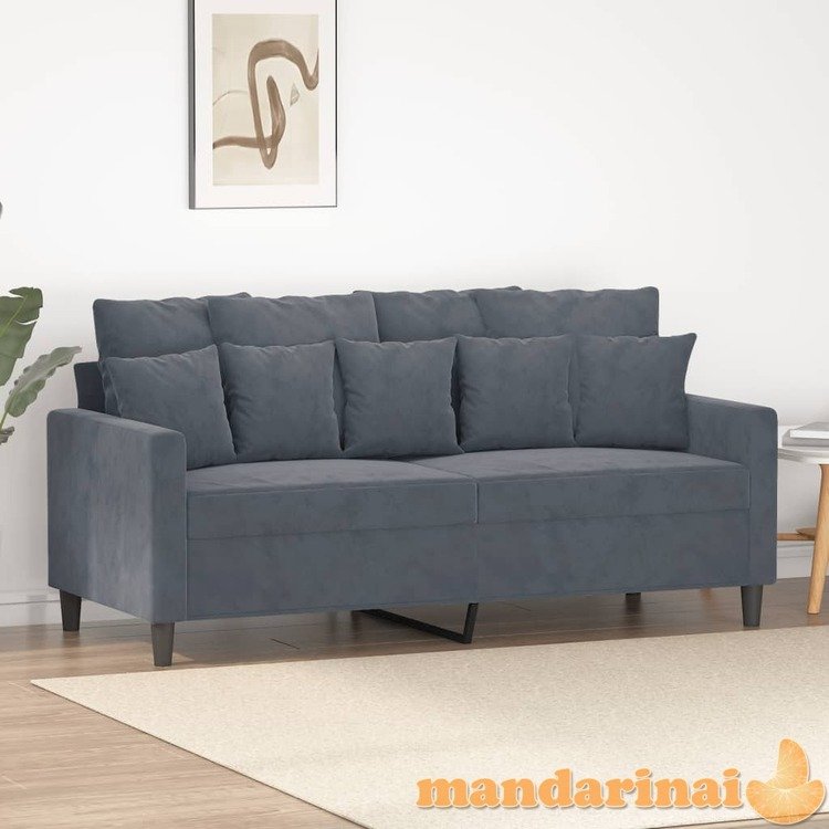 Dvivietė sofa, tamsiai pilkos spalvos, 140cm, aksomas