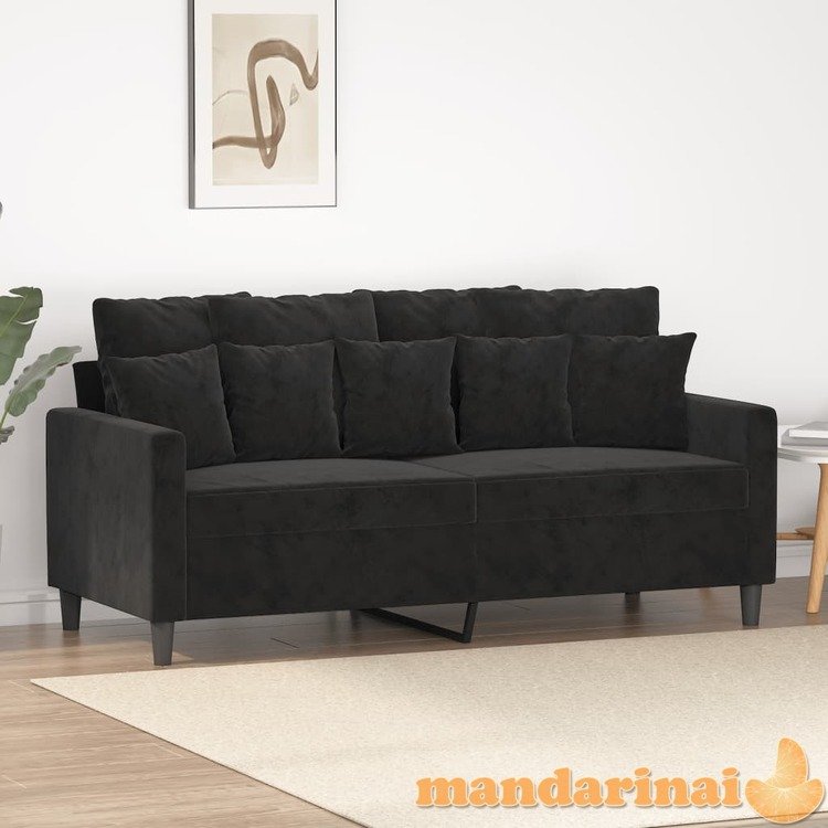 Dvivietė sofa, juodos spalvos, 140cm, aksomas