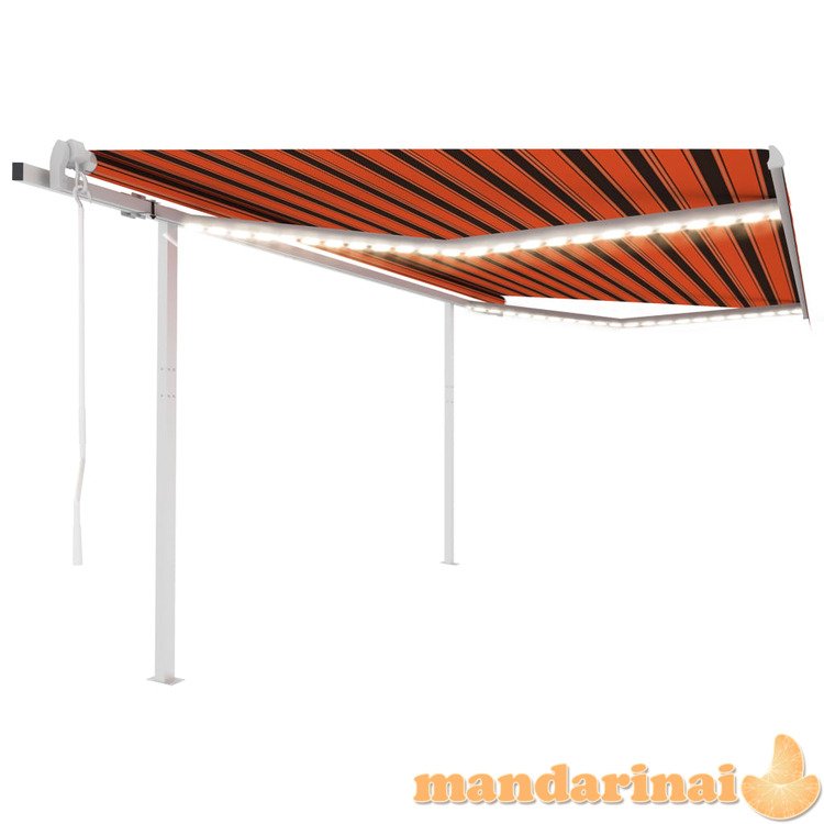 Automatinė markizė su led/vėjo jutikliu, oranžinė/ruda, 4x3,5m