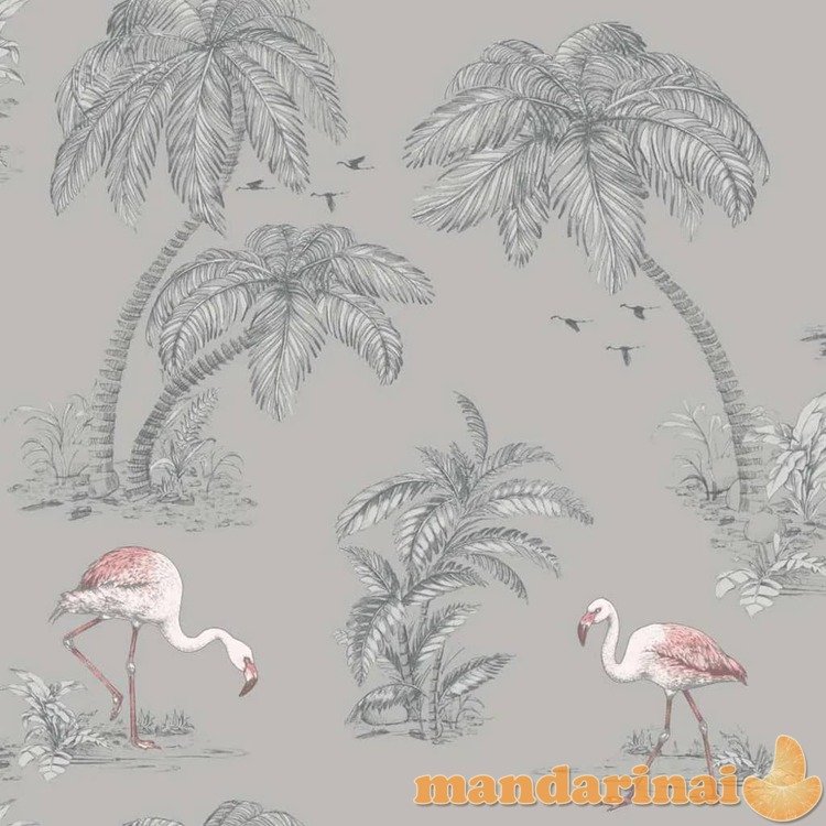 426219 dutch wallcoverings wallpaper flamingo grey