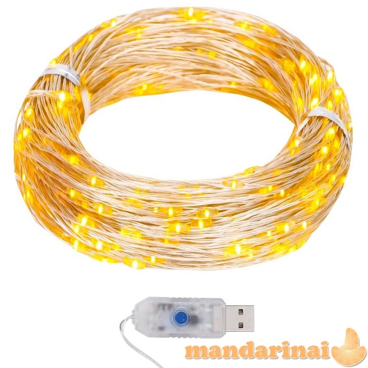 Mikro led girlianda, 40m, 400 šiltų baltų led, 8 funkcijos