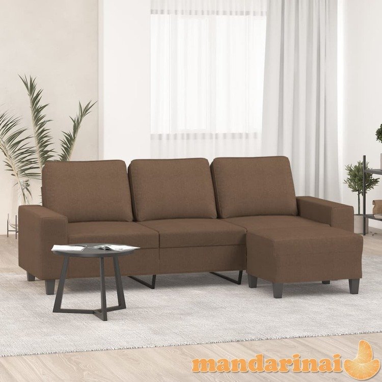 Trivietė sofa su pakoja, rudos spalvos, 180cm, audinys