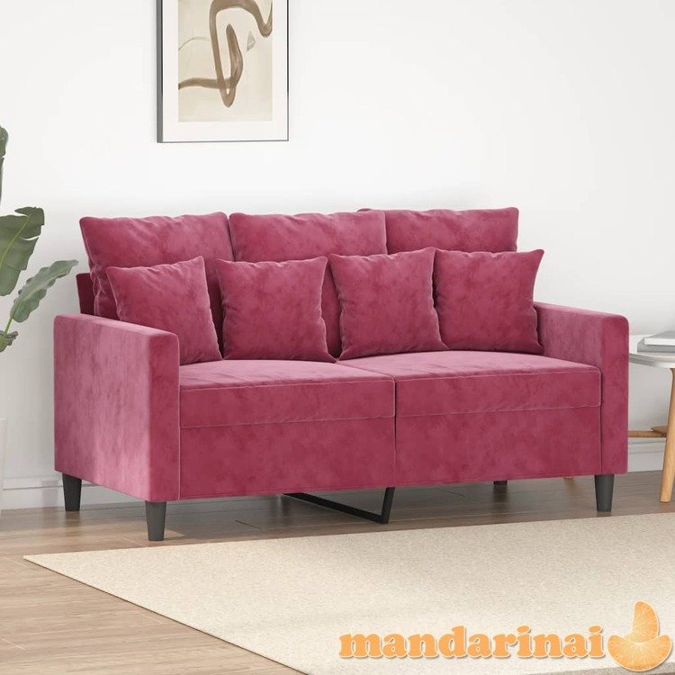 Dvivietė sofa, raudonojo vyno spalvos, 120cm, aksomas