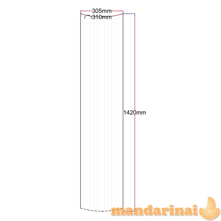 Dušo kabinos šoninis stiklas lenktas 305x1420 (310 mm) skaidrus dekoras 4.35.