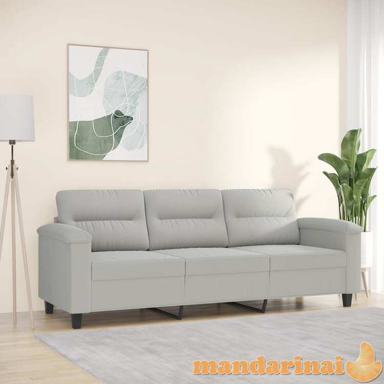 Trivietė sofa, šviesiai pilka, 180cm, mikropluošto audinys