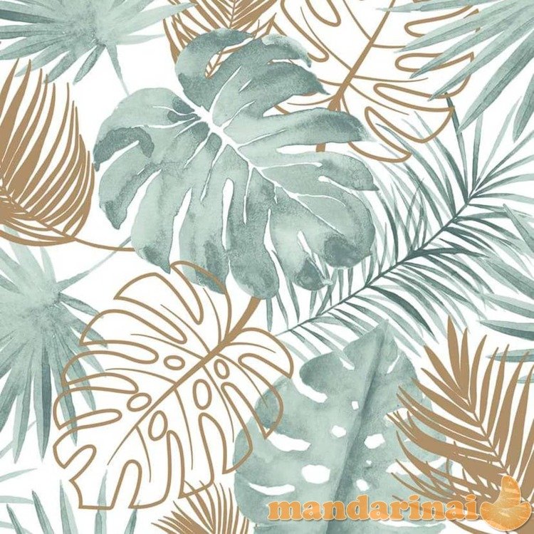 Dutch wallcoverings tapetai, žalios spalvos, su monstera lapais