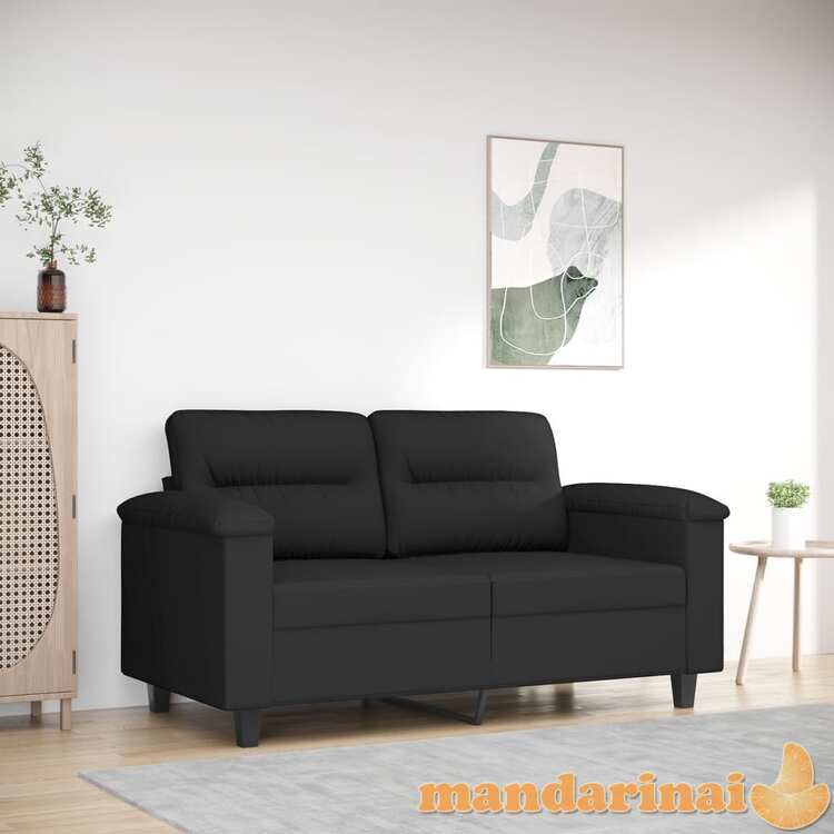 Dvivietė sofa, juodos spalvos, 120cm, mikropluošto audinys