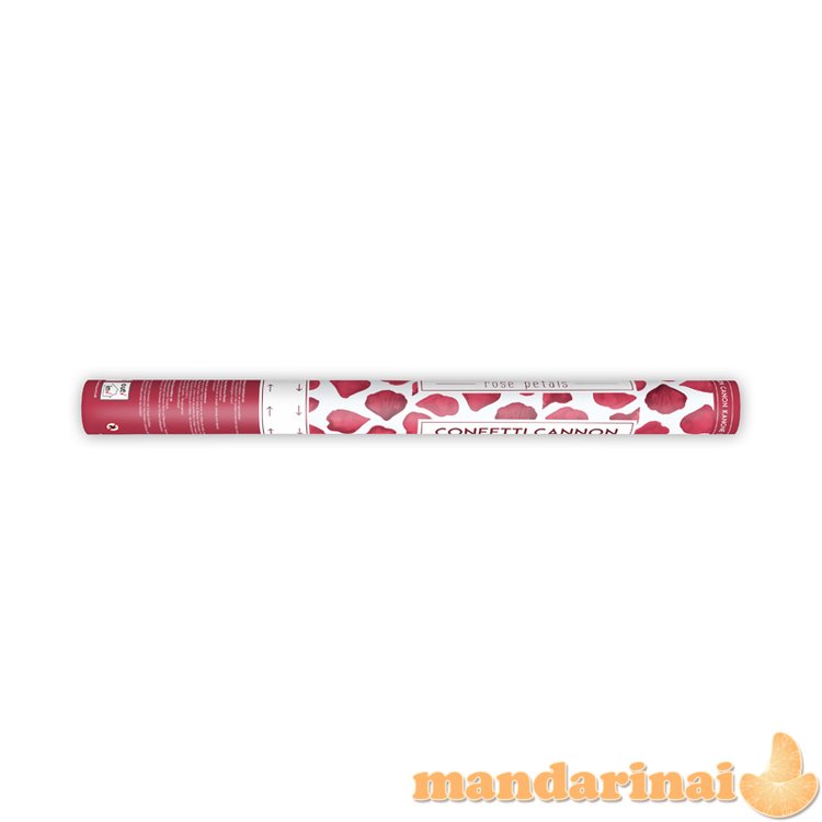 Confetti cannon with rose petals, deep red, 60cm