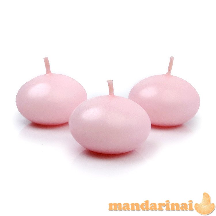 Floating candle disc, matt, pink, 4cm (1 pkt / 50 pc.)