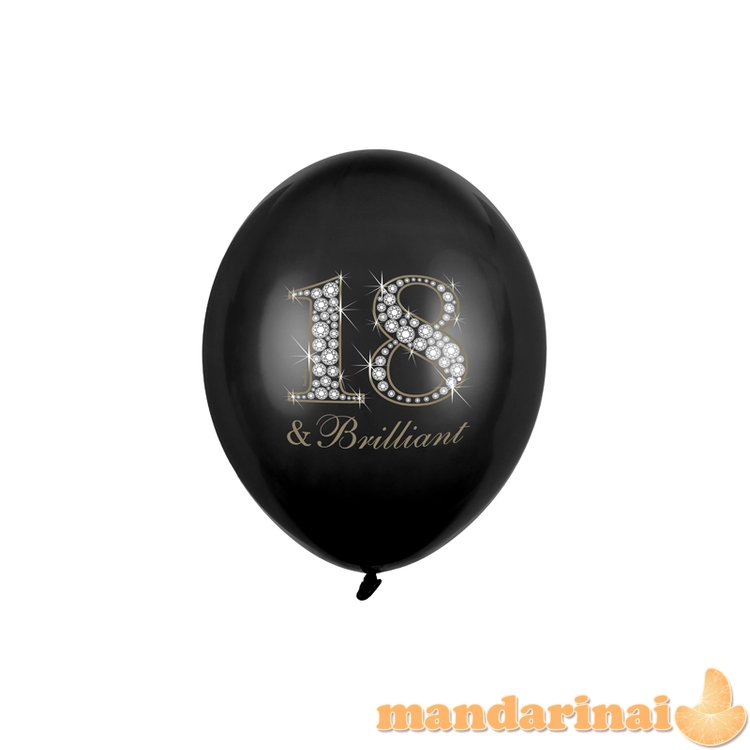 Balloons 30cm, 18 & Brilliant, Pastel Black (1 pkt / 6 pc.)