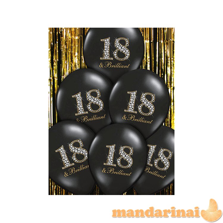 Balloons 30cm, 18 & Brilliant, Pastel Black (1 pkt / 6 pc.)