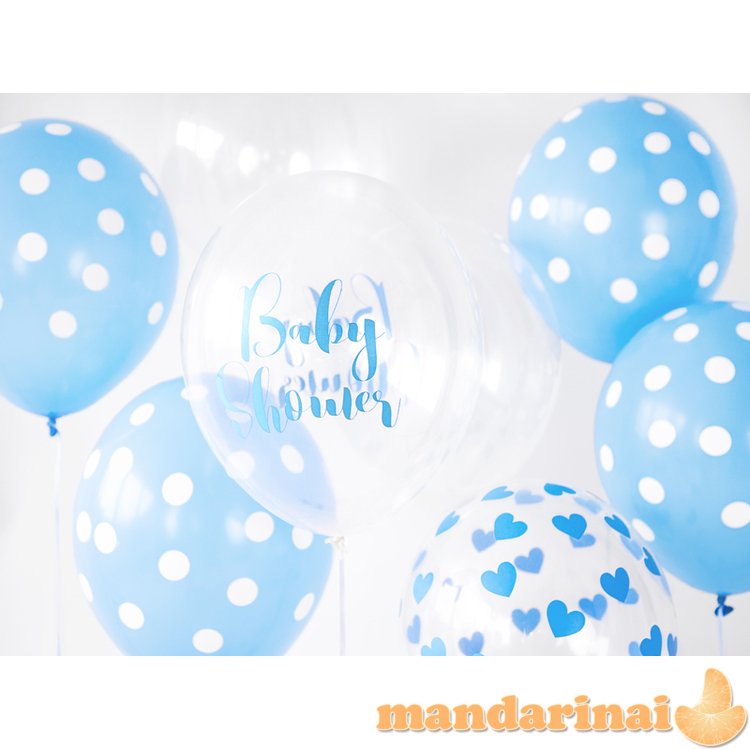 Balloons 30cm, Dots, Pastel Baby Blue (1 pkt / 50 pc.)