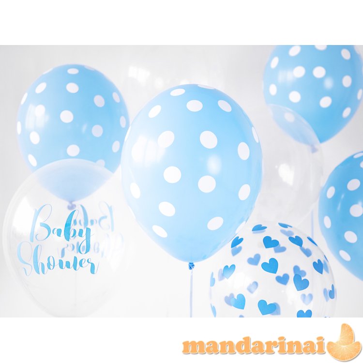 Balloons 30cm, Dots, Pastel Baby Blue (1 pkt / 50 pc.)