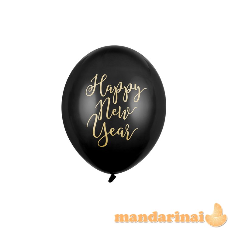 Balloons 30cm, Happy New Year, Pastel Black (1 pkt / 50 pc.)