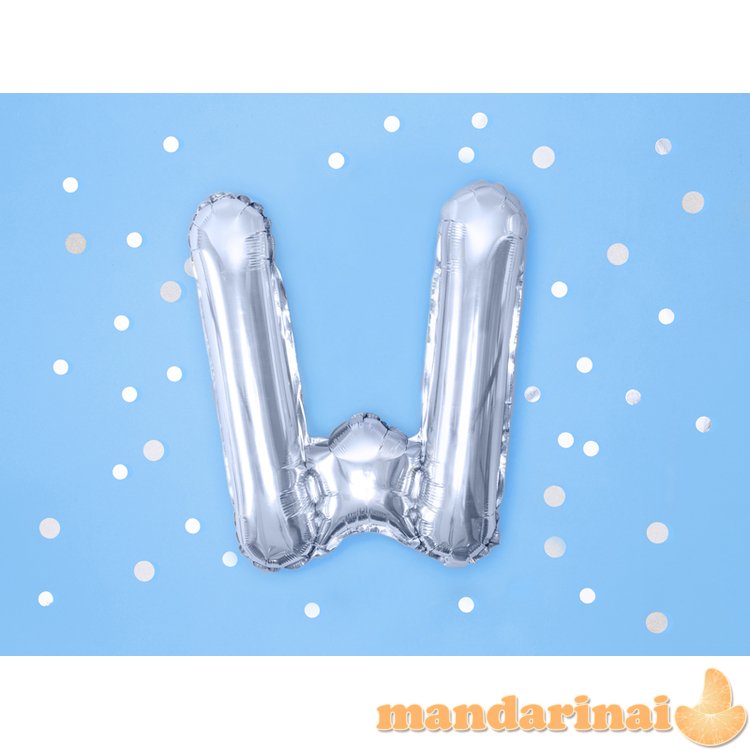 Foil Balloon Letter W , 35cm, silver