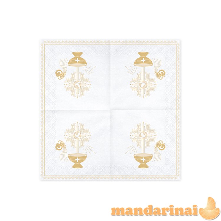 Napkins Holy Baptism, 33x33cm, gold (1 pkt / 20 pc.)